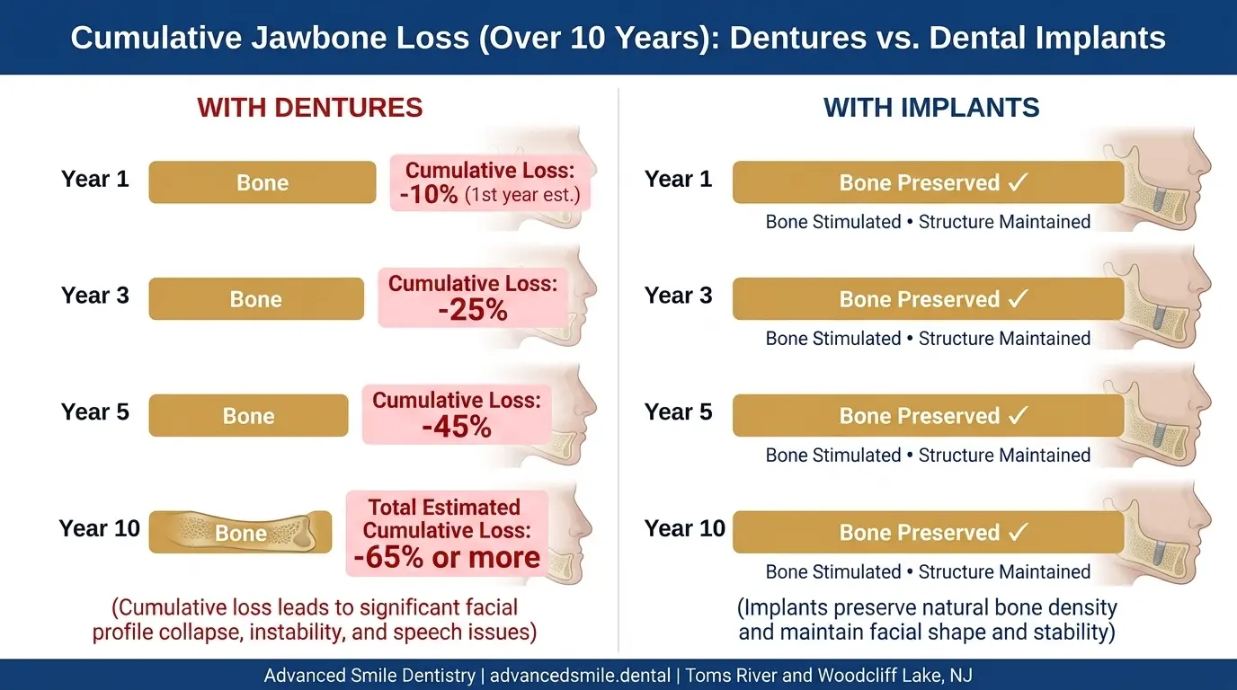 Bone loss progression over 10 years